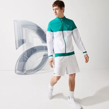 Lacoste SPORT x Novak Djokovic Colorblock Zip Jacket - Bunda Pánské Bílé / Zelene | CZ-IbXYOb